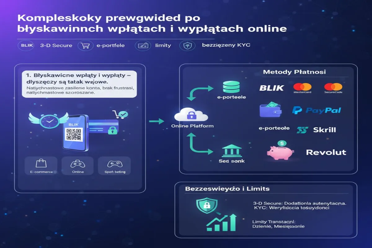 Wpłaty i wypłaty w 30 minut: BLIK, karty, e-portfele, KYC